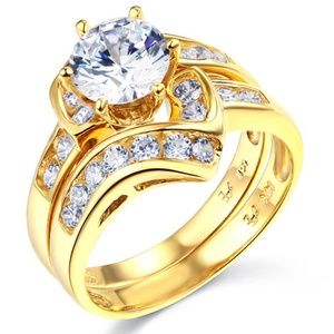 14K Contour 1.25CT Round-Cut with Side Stones Ring